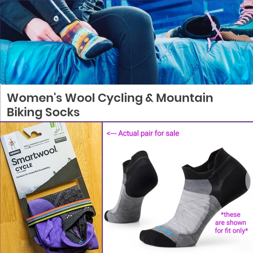 Smartwool MTB Cycle Sock Womens Medium NWT purple zero cushion low ankle